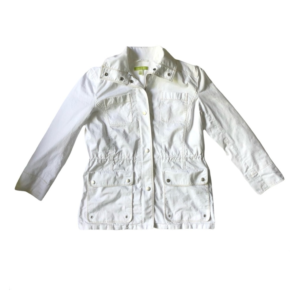 Sigrid Olsen White Jacket M Cotton Lightweight Spring Summer EUC